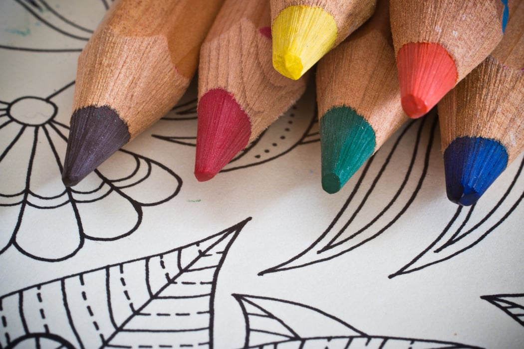 Colorful Pencils on Coloring Book